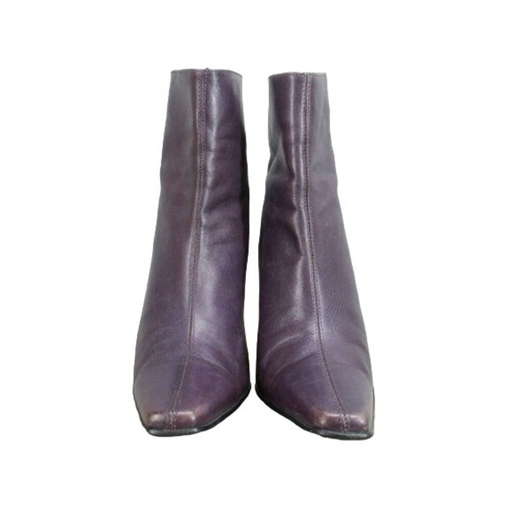 Women's Purple Leather Square Toe Stiletto Heeled Boots Brazil Made Size 7 M - Picture 4 of 9